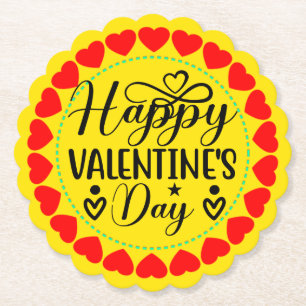 Posavasos De Papel Feliz día de San Valentín-53816