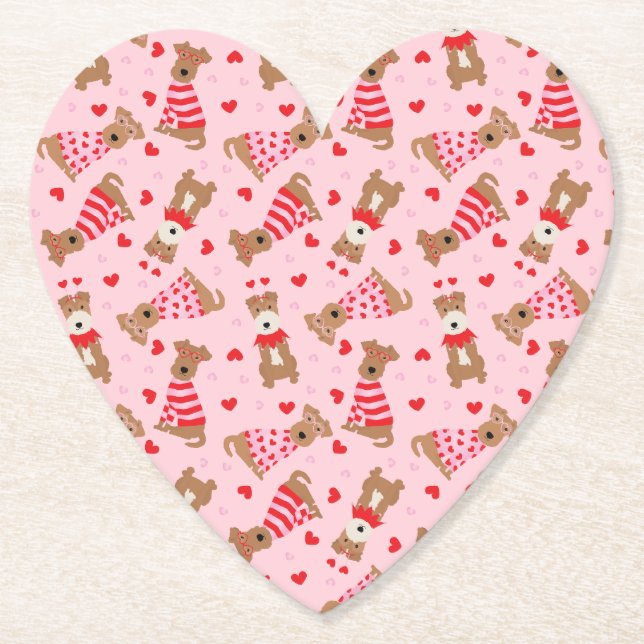 Posavasos De Papel Feliz Día de San Valentín galés Wire Fox Terrier D (Anverso)