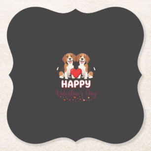 Posavasos De Papel Feliz día de San Valentín pareja de Beagle