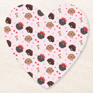 Posavasos De Papel Feliz Día de San Valentín Perros Maltipoo