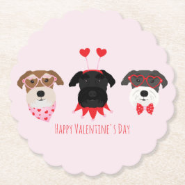 Posavasos De Papel Feliz Día de San Valentín Perros Schnauzer