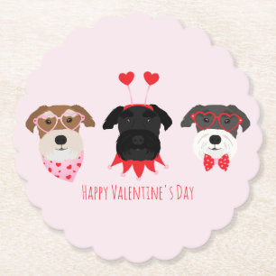 Posavasos De Papel Feliz Día de San Valentín Perros Schnauzer