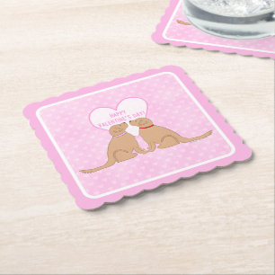 Posavasos De Papel Feliz día de San Valentín Tarjeta plana de perros