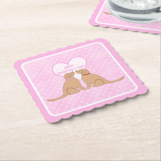 Posavasos De Papel Feliz día de San Valentín Tarjeta plana de perros