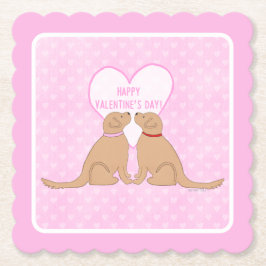 Posavasos De Papel Feliz día de San Valentín Tarjeta plana de perros