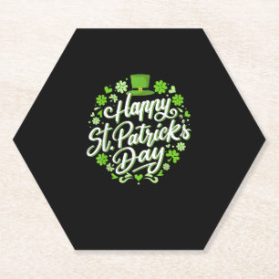 Posavasos De Papel Feliz Día de St Patricks con shamrock para irish p