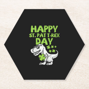 Posavasos De Papel Feliz Día del Trébol de St Pat Dino St Patricks Da