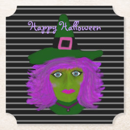 Posavasos De Papel Feliz fiesta de Halloween brujas púrpura negro