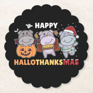 Posavasos De Papel Feliz Hallothanksmas Hippos Navidades Hippo Paper
