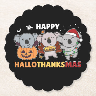 Posavasos De Papel Feliz Hallothanksmas Navidades Koalas Papel Koala