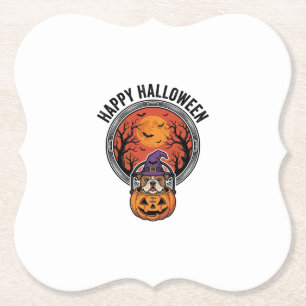 Posavasos De Papel Feliz Halloween Bulldog Bruja Calabaza Camiseta Vi