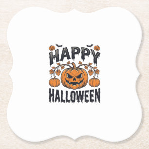 Posavasos De Papel Feliz Halloween Calabaza Diseño de Grabado Vintage