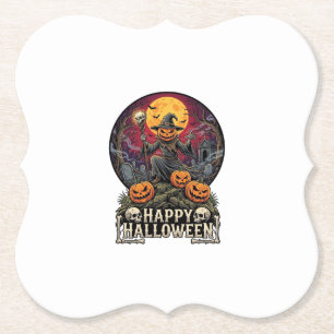Posavasos De Papel Feliz Halloween Calabaza Mago Cementerio Luna Llen