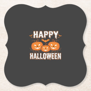 Posavasos De Papel Feliz Halloween Calabaza Murciélago Vector