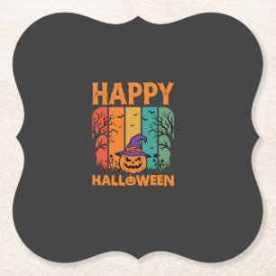 Posavasos De Papel Feliz Halloween Calabaza Vector Vintage