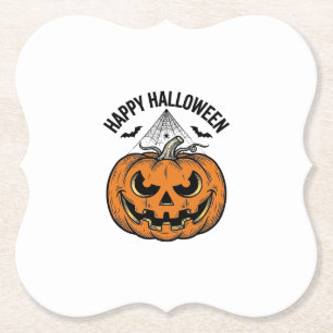 Posavasos De Papel Feliz Halloween Cara de Calabaza Diseño Vintage Ve