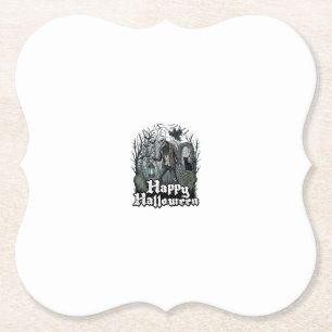 Posavasos De Papel Feliz Halloween Esqueleto Linterna Gato Negro Grav