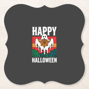 Posavasos De Papel Feliz Halloween Fantasma Telaraña Retro