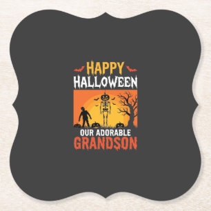 Posavasos De Papel Feliz Halloween Nieto Esqueleto Calabaza