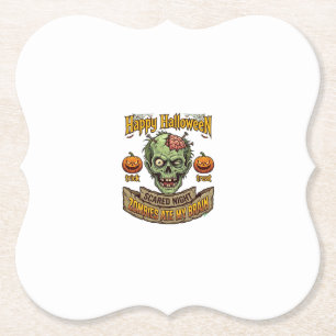 Posavasos De Papel Feliz Halloween Zombies Comieron Cerebro Cabeza de