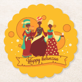 Posavasos De Papel Feliz Kwanzaa 3 Damas de Amarillo