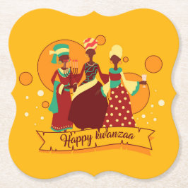 Posavasos De Papel Feliz Kwanzaa 3 Damas de Amarillo