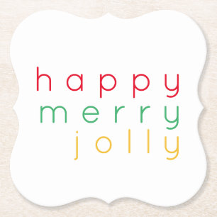 Posavasos De Papel FELIZ MERRY JOLLY Bracket Paper Coasters