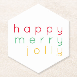 Posavasos De Papel FELIZ MERRY JOLLY Hexagon Paper Coasters