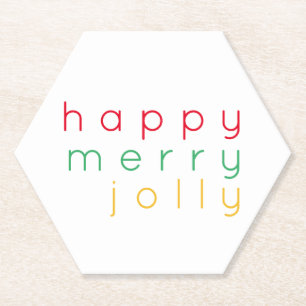 Posavasos De Papel FELIZ MERRY JOLLY Hexagon Paper Coasters
