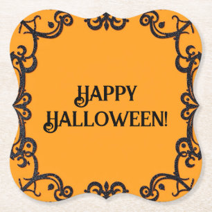Posavasos De Papel Feliz Naranja de Halloween y montaña rusa de papel