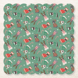 Posavasos De Papel Feliz Navidad Bulldoges franceses