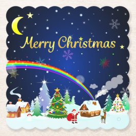 Posavasos De Papel Feliz Navidad con la luna creciente