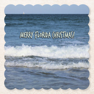 Posavasos De Papel Feliz Navidad de Florida sobre el Océano