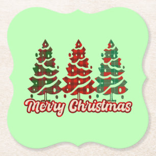 Posavasos De Papel Feliz Navidad Diseño de árboles de cuadros de Búfa
