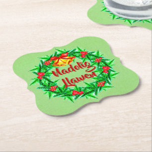 Posavasos De Papel Feliz Navidad en galés Nadolig Llawen