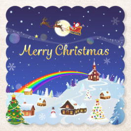 Posavasos De Papel Feliz Navidad en plena luna