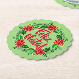 Posavasos De Papel Feliz Navidad en portugués navideña