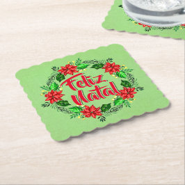 Posavasos De Papel Feliz Navidad en portugués navideña