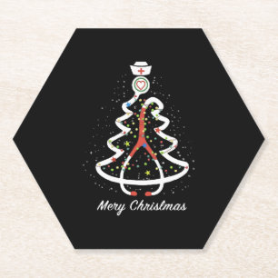 Posavasos De Papel feliz navidad estetoscopio noel de pino enfermera