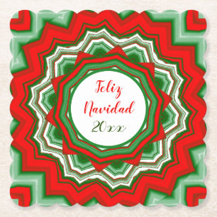 Posavasos De Papel Feliz Navidad Feliz Navidad Navidad Verde Rojo Bla