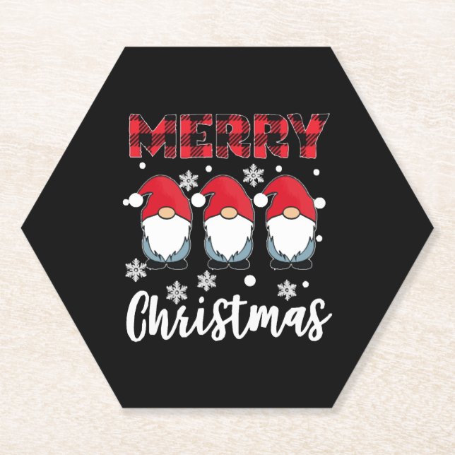 Posavasos De Papel Feliz Navidad Gnome Gnomes Gnomes (Anverso)