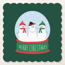 Posavasos De Papel Feliz Navidad Nieve Globe Snowmen