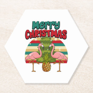 Posavasos De Papel Feliz Navidad Pineapple Xmas Tree Y Flamingos