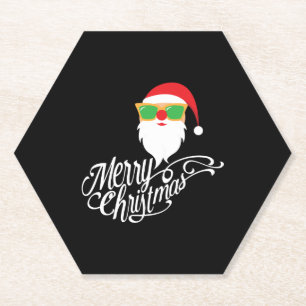 Posavasos De Papel Feliz Navidad Santa