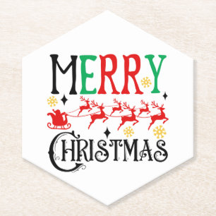 Posavasos De Papel Feliz Navidad Santa Sleigh-61049 T-Shirt Hoodie