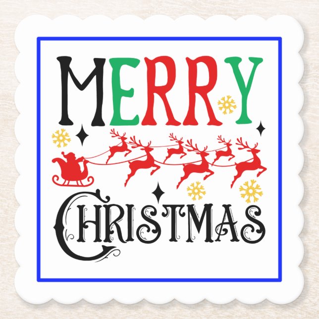 Posavasos De Papel Feliz Navidad Santa Sleigh-61049 T-Shirt Hoodie (Anverso)