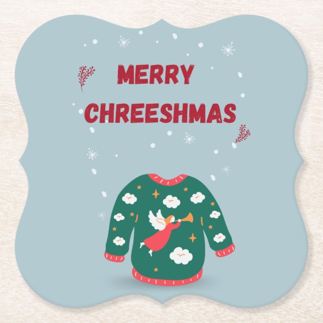 Posavasos De Papel Feliz Navidad Ugly Sweater Angel (Anverso)