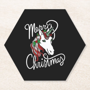 Posavasos De Papel feliz navidad unicornio