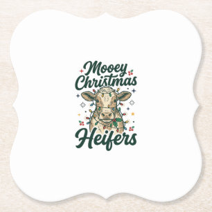 Posavasos De Papel Feliz Navidad Vaquillas Divertido Diseño Navideño