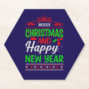 Posavasos De Papel Feliz Navidad Y Feliz Año Nuevo-61064